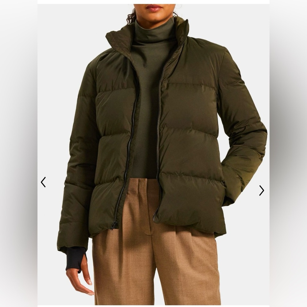 NWT Theory City Poly Stand Puffer Coat in Dark Rosemary size M